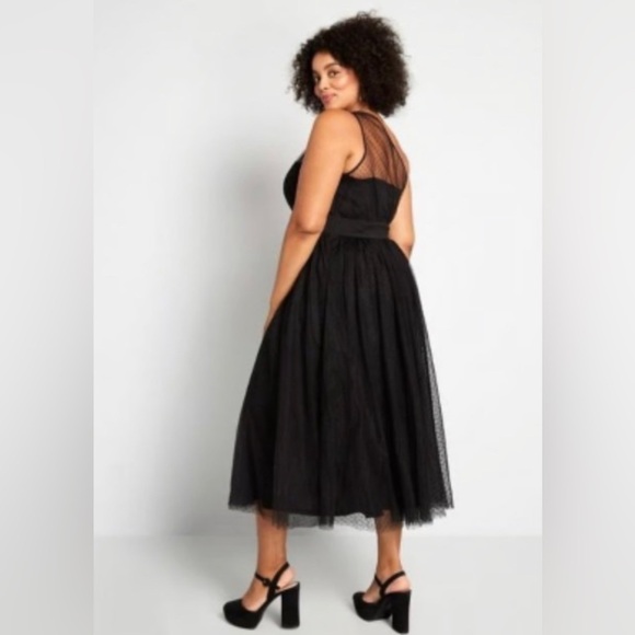 ModCloth One Shoulder Black Polka Dot Tulle Party Dress Size Small NWT - Picture 3 of 10
